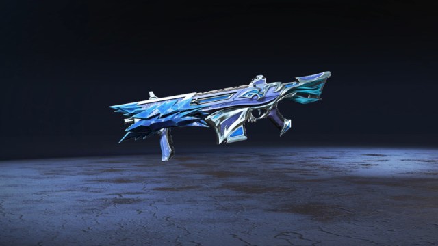 An icy blue Volt skin with curved and jagged edges up and down the weapon.