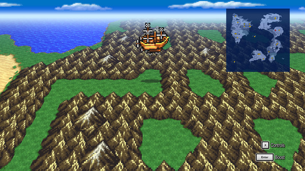 An overhead view of a map in Final Fantasy III.