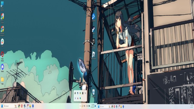 An Anime girl overlooking the city wallpaper using Wallpaper Engine