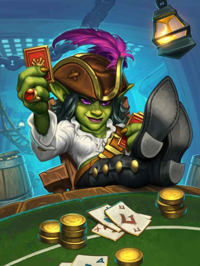 A goblin playing cards