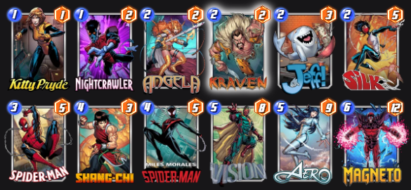 A Marvel Snap Move deck themed around Angela and Kraven.