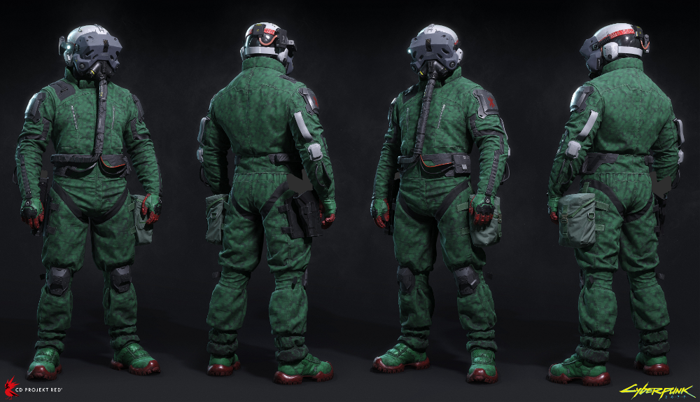 An Astronaut-looking green suit with a scaphandre.