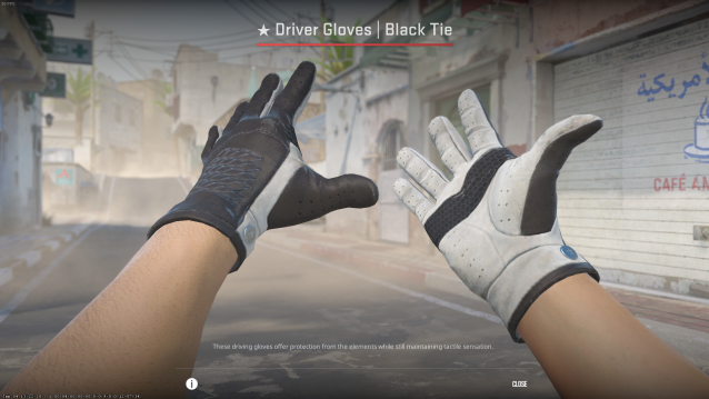 Driver Gloves Black Tie glove skin from CS2.