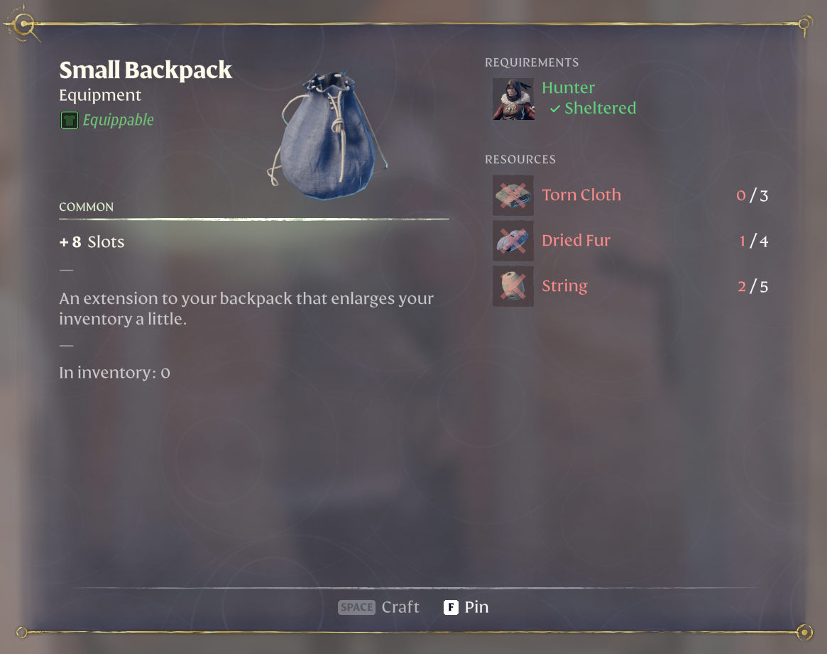 How to increase backpack size (inventory) in Enshrouded