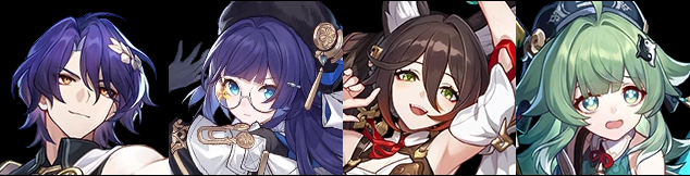 Four icons of characters in Honkai.