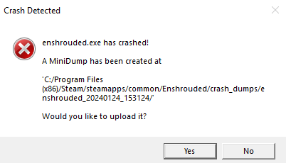 The minidump error in Enshrouded.