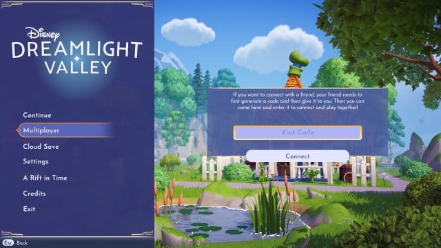 The join multiplayer option in Disney Dreamlight Valley.