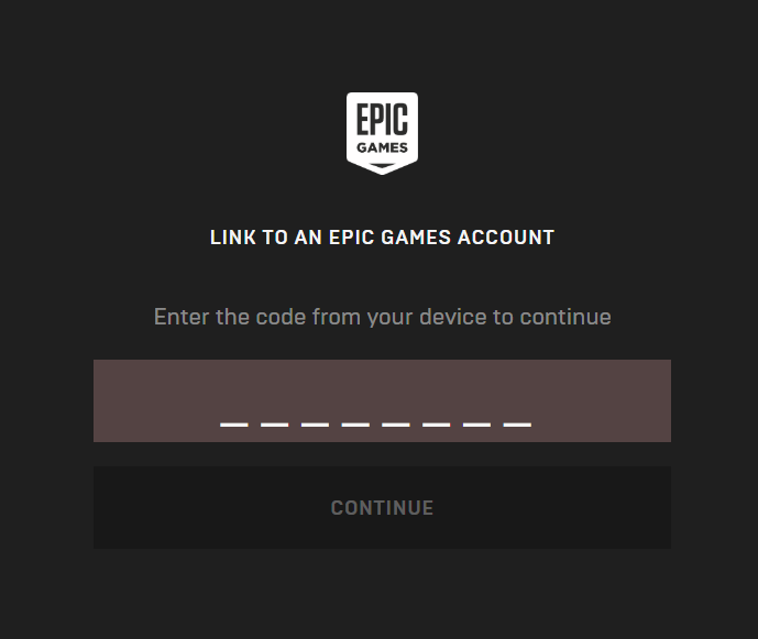 awaiting the code input for linking accounts on Fortnite