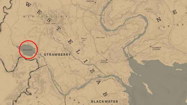 Owanjila circled on the RDR2 map