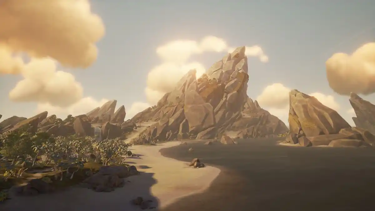 Sea of Thieves view of Shores of Gold Island.