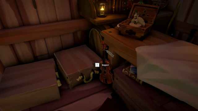 Violin lying on the floor of the shop in Sea of Thieves
