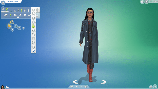 A Sim wearing some Goth galore assets.