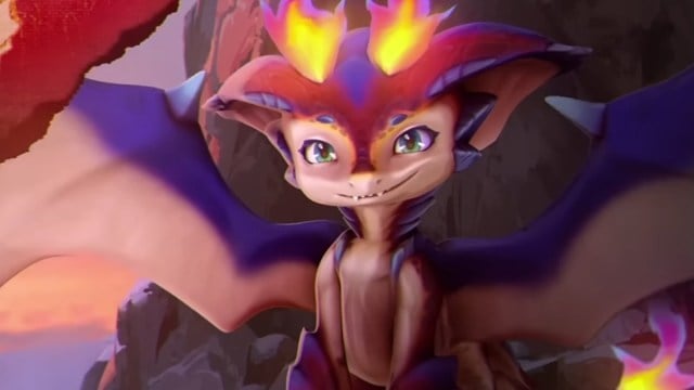 New League of Legends champion Smolder, a small cartoon dragon, smiles smugly