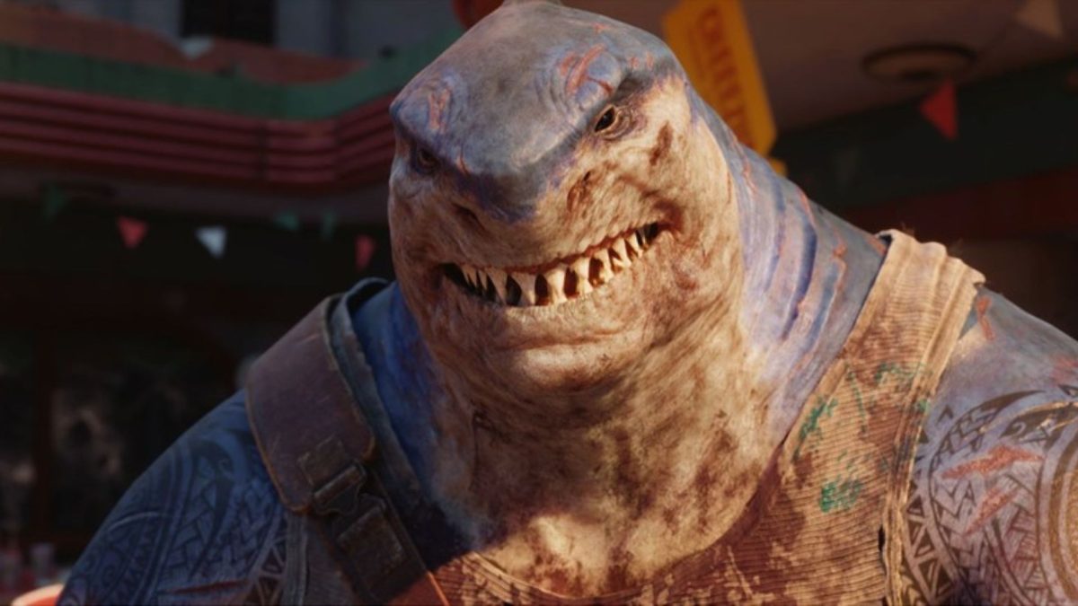 close-up of king shark in suicide squad