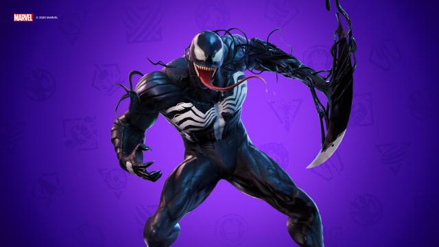 Venom as he appears in the Marvel series of Fortnite skins.