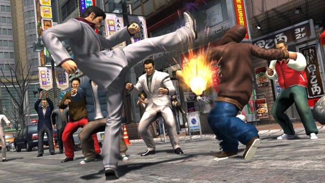 Yakuza 3 Kiryu kicking thug