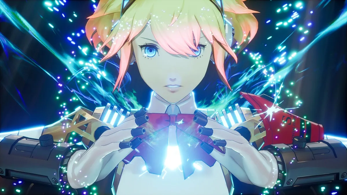 An image of Aigis using her Theurgy skill in Persona 3 Reload.