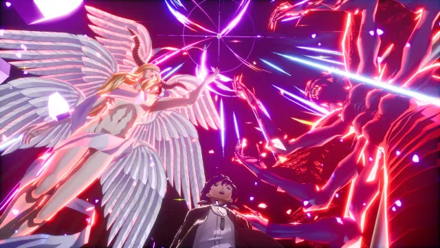 Helel, Satan, and the protagonist casting Armageddon in Persona 3 Reload
