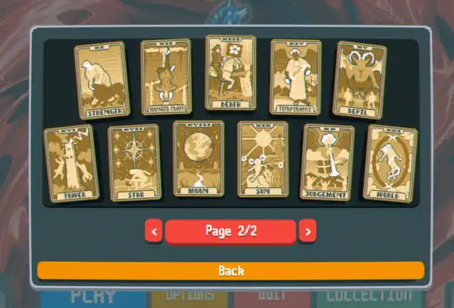 A screenshot of a collection of Tarot Cards in Balatro.