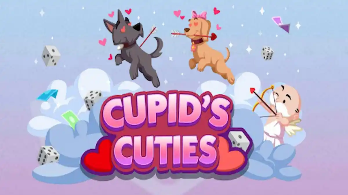 Mr. Monopoly as cupid with dogs