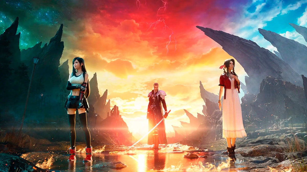 Final Fantasy 7 Rebirth demo picture with Aerith, Cloud and Tifa