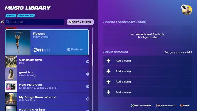 Chansons du festival Fortnite le 18 février