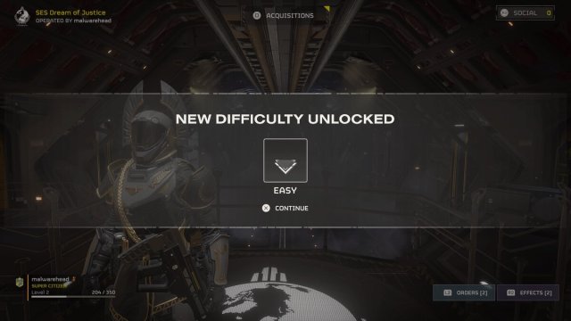 Easy difficulty unlock screen in Helldivers 2