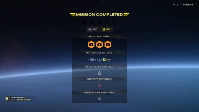 Helldivers 2 mission summary report