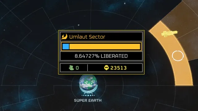 Umlaut Sector liberation bar in Helldivers 2