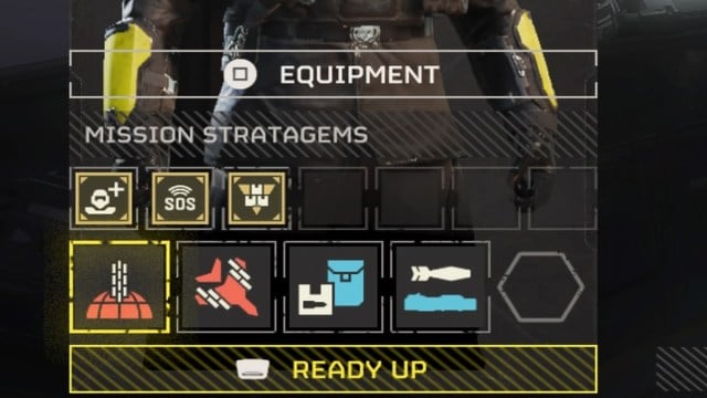 Stratagem selection on loadout in Helldivers 2