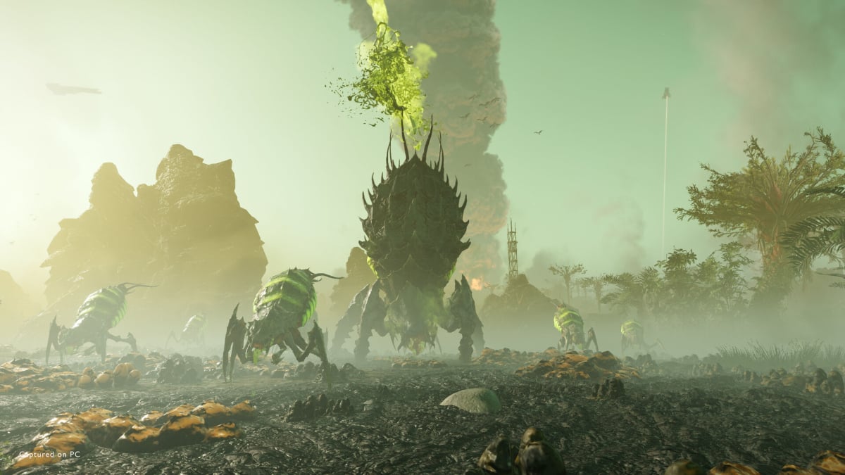 A giant alien bug shown in Helldivers 2.