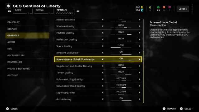A screenshot of the Graphics settings in Helldivers 2.
