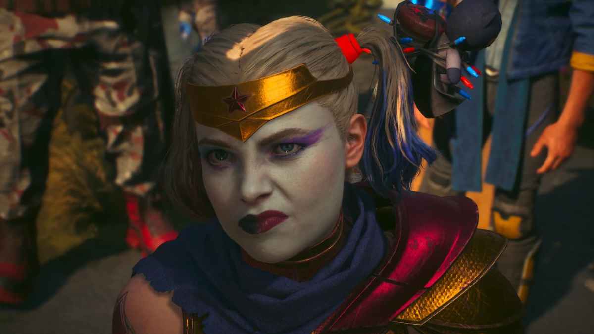 An in game screenshot of Harley Quinn from Suicide Squad Kill the Justice League