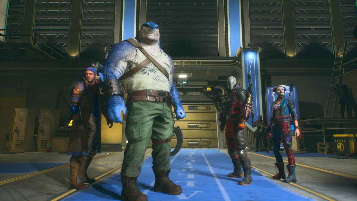 An in game screenshot of the four members of the Suicide Squad in Suicide Squad Kill the Justice League
