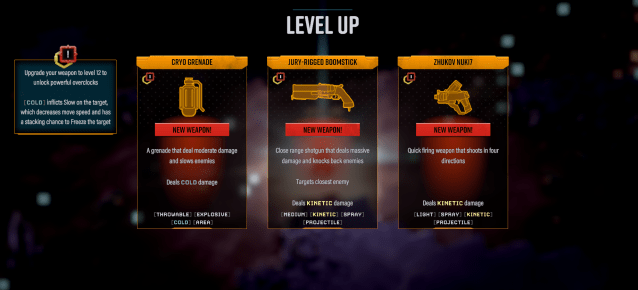 Level up screen in Deep Rock Galactic: Survivor