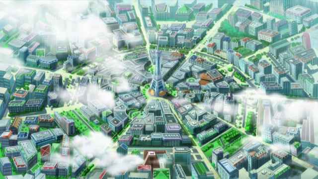 Lumiose City from the Pokemon anime.