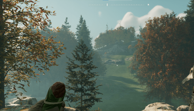 Player overlooking the Forest Abeyance Realm in Nightingale