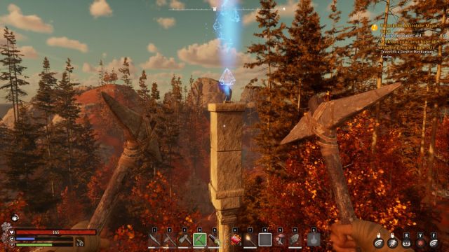 A Nightingale screenshot showing a Hope Echo on top of a stone pillar.