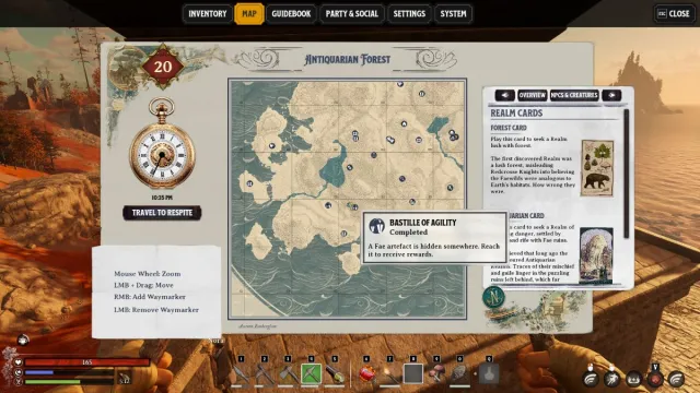 A screenshot of the Nightingale map with a Bastille of Agility highlighted.