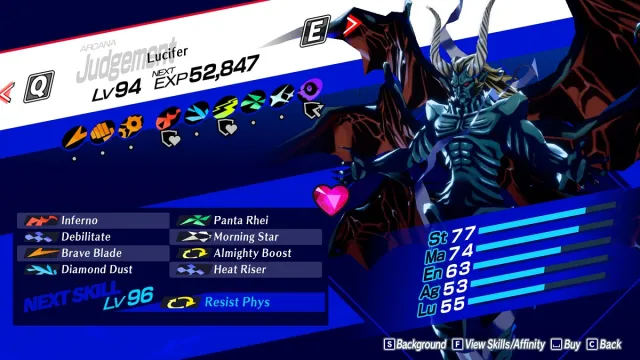 An image of Lucifer in the Persona 3 Reload Compendium.