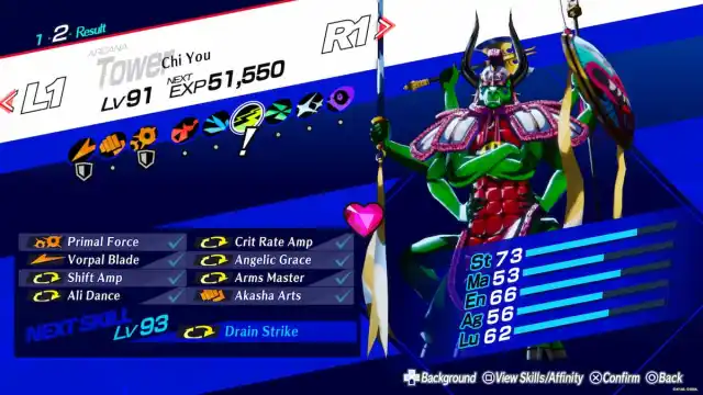 Chi You from Persona 3 with its stats and abilities