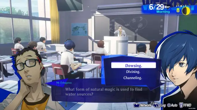 Natural form of magic to find water sources answer in Persona 3 Reload