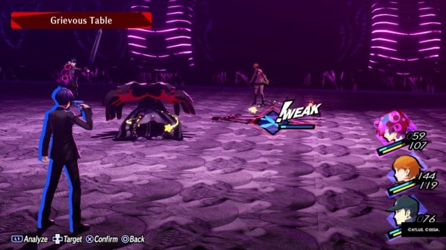 Grievous Table weakness in Persona 3 Reloaded