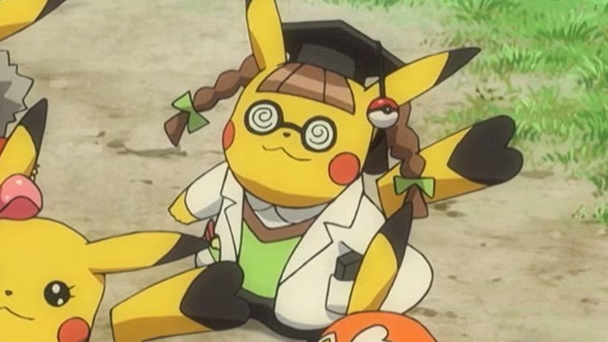 Pikachu Phd with other Pikachu in the anime