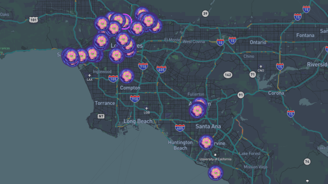 A map of Spiritomb PokeStop locations for Go Tour: Sinnoh Los Angeles.