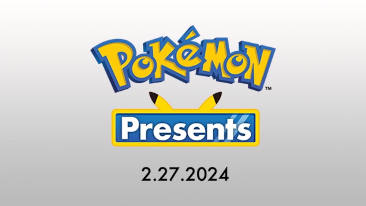A promotional image advertising a Pokémon Presents stream in February 2024.