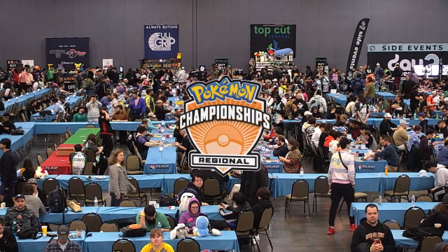 A venue full of competitors at a Pokémon regional tournament.