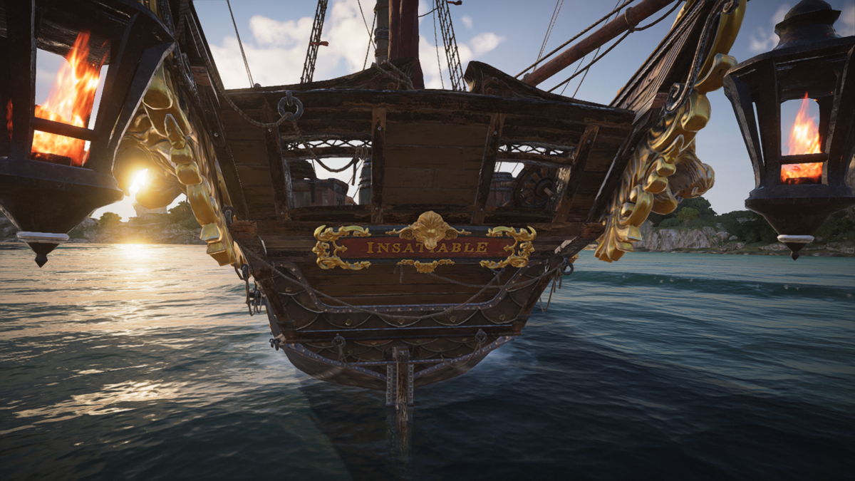 Image of a boat pulling out in Skull and Bones.