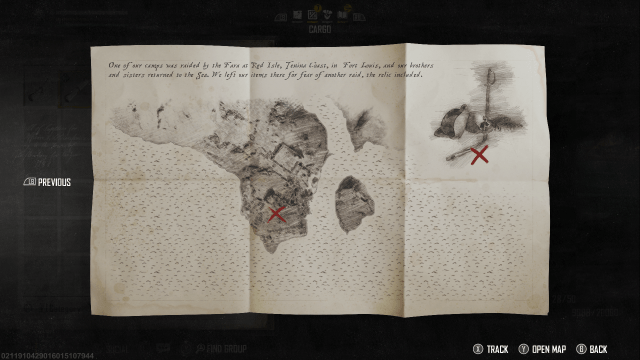 Image of a treasure map clue in Skull and Bones.