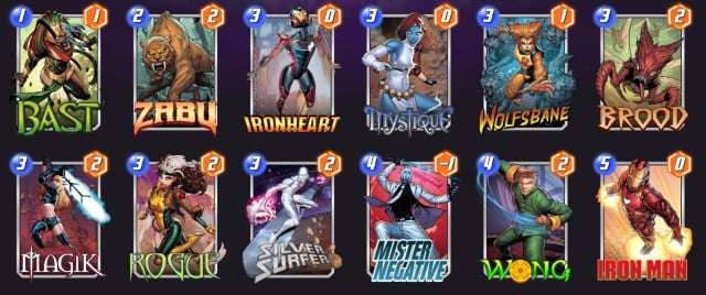 A Mister Negative deck from Marvel Snap, via Untapped.gg.